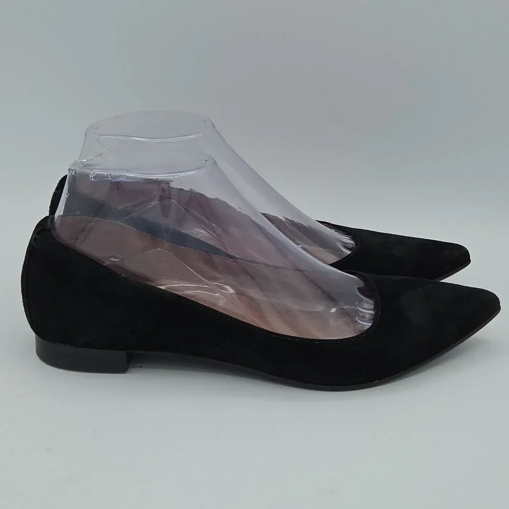 Frye Sienna Pointed Toe Ballet Flats Black Suede Womens Shoes Size 6 Slip On